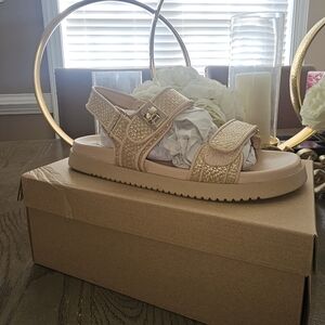 Steve Madden Gold Glitter Strap Sandals